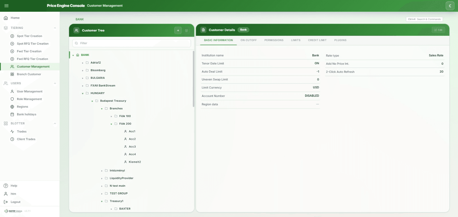 Price Engine Console: Customer Management