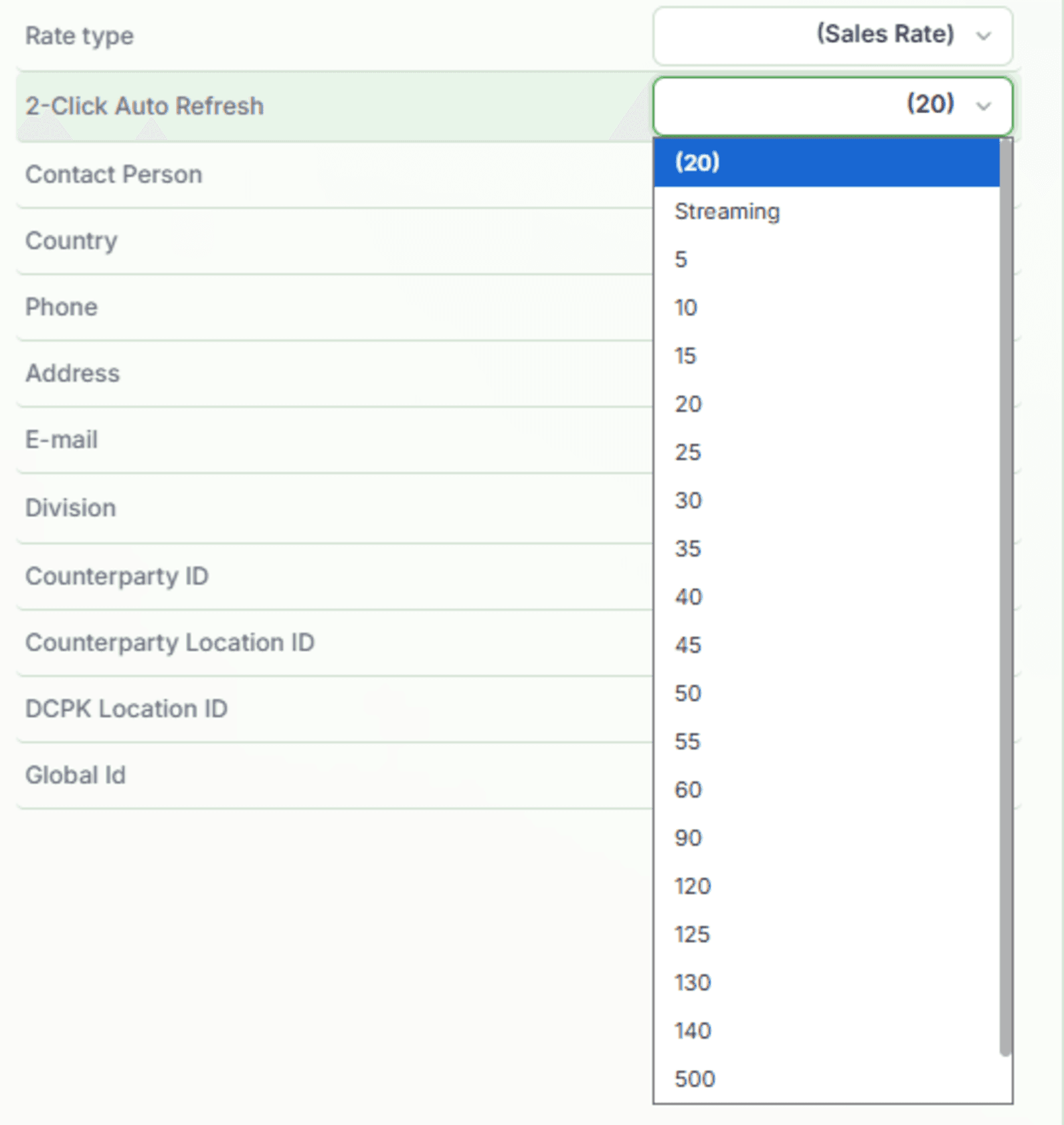 Price Engine Console: Rate type